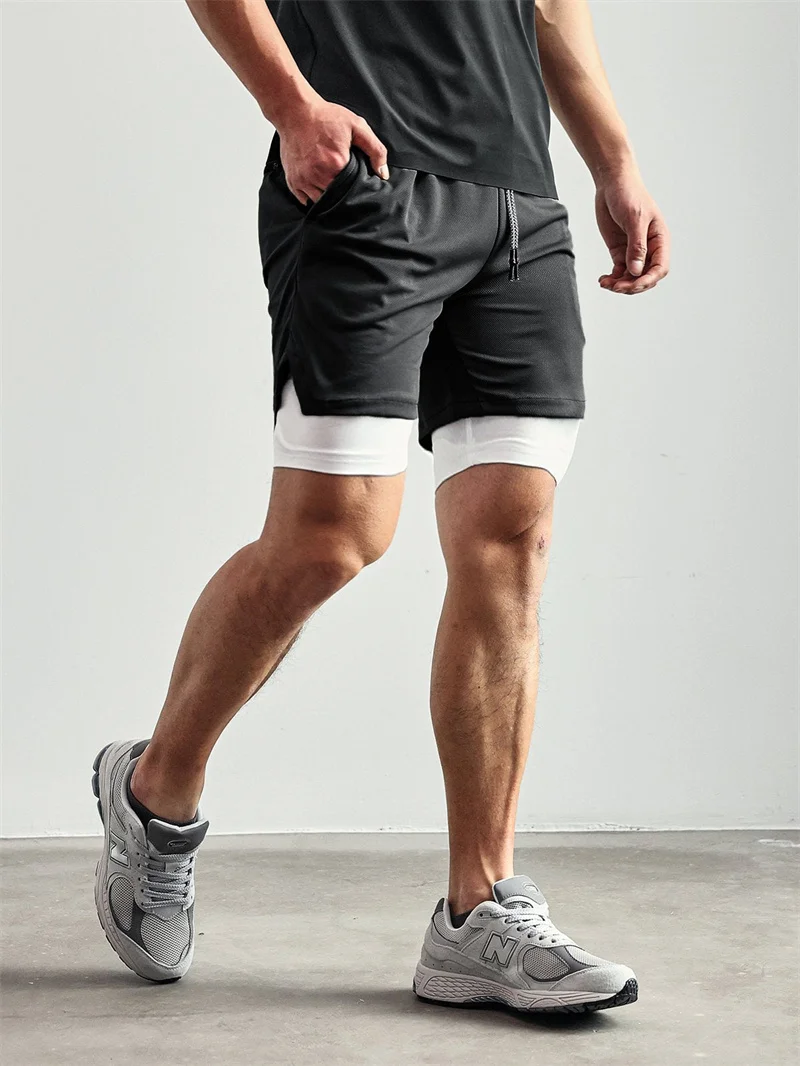 2026 Print 2 in 1 Running Workout Shorts for Men Christian Gym Athletic Performance Shorts