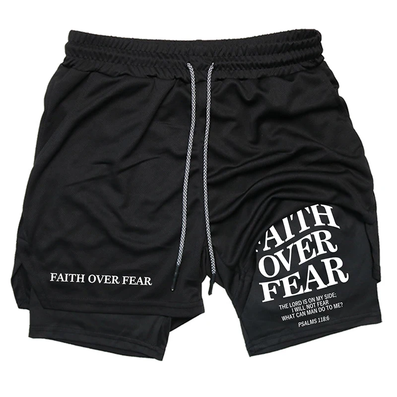 2026 Print 2 in 1 Running Workout Shorts for Men Christian Gym Athletic Performance Shorts