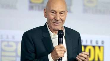 Patrick Stewart speaking at the 2019 San Diego Comic-Con International for Star Trek: Picard
